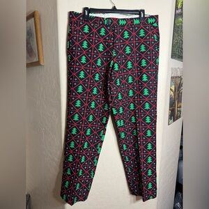 OppoSuits Black Red and Green Holiday Tree Print Pants
